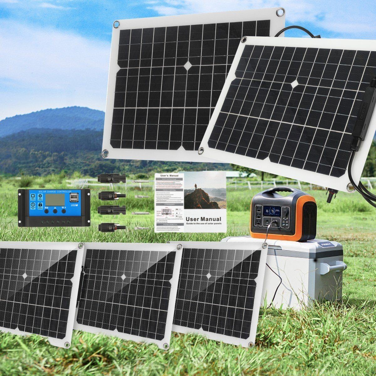 iscooter Solarmodul 200W Solarpanel Monokristallines Solarstrom-Kit, IP65, 200,00 W, Solarstrom-Kit, Solarpanel Stromerzeuger Solaranlage