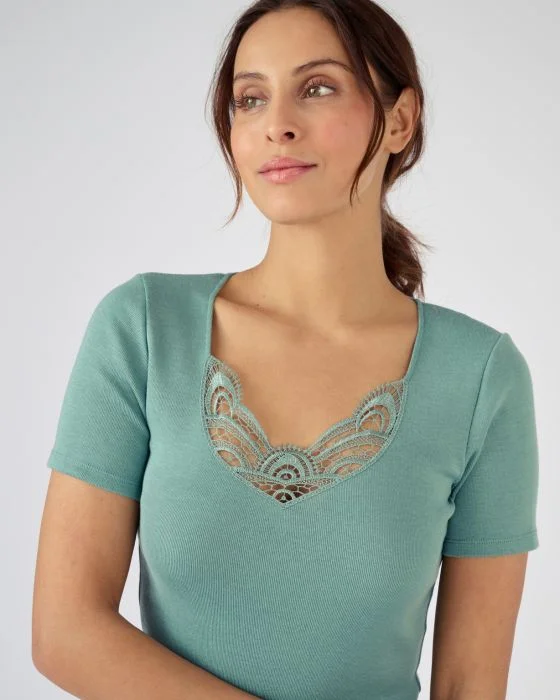 Tee-shirt finition guipure Thermolactyl