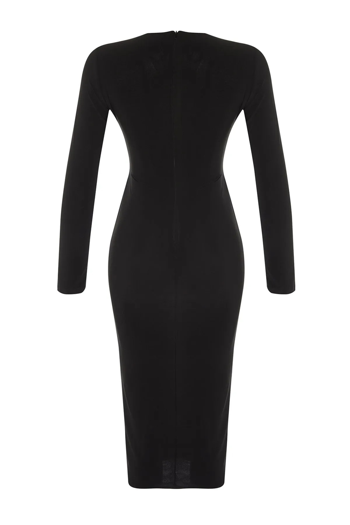 Trendyol Collection  Schwarzes, detailliertes, elegantes Abendkleid mit Ausschnitten TPRAW23EL00121
