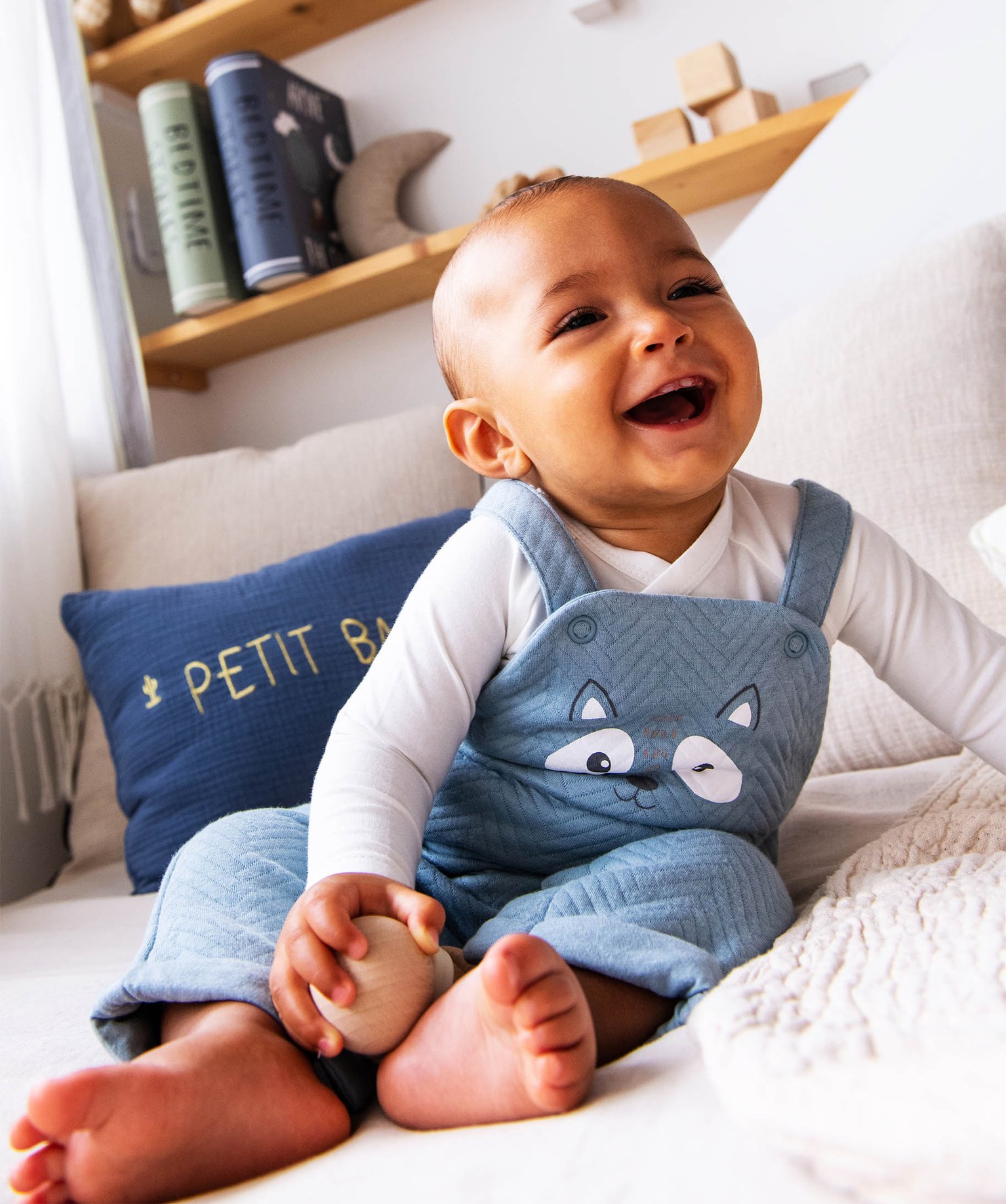 Salopette en molleton imprimé bébé bleu | GEMO