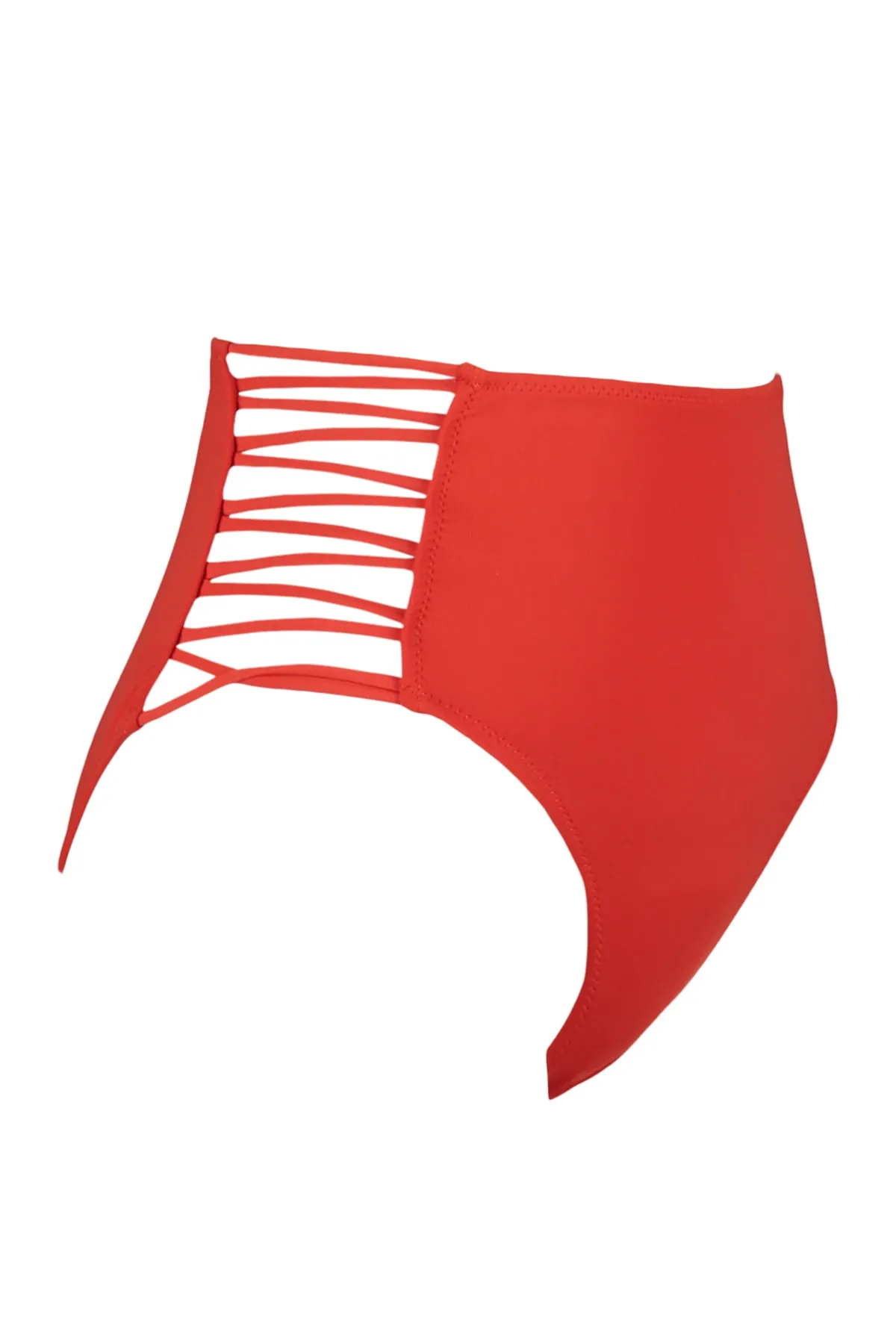 Trendyol Collection  Rote Paspelierung, hohe Taille, normales Bein, Bikinihose TBESS21BA0363