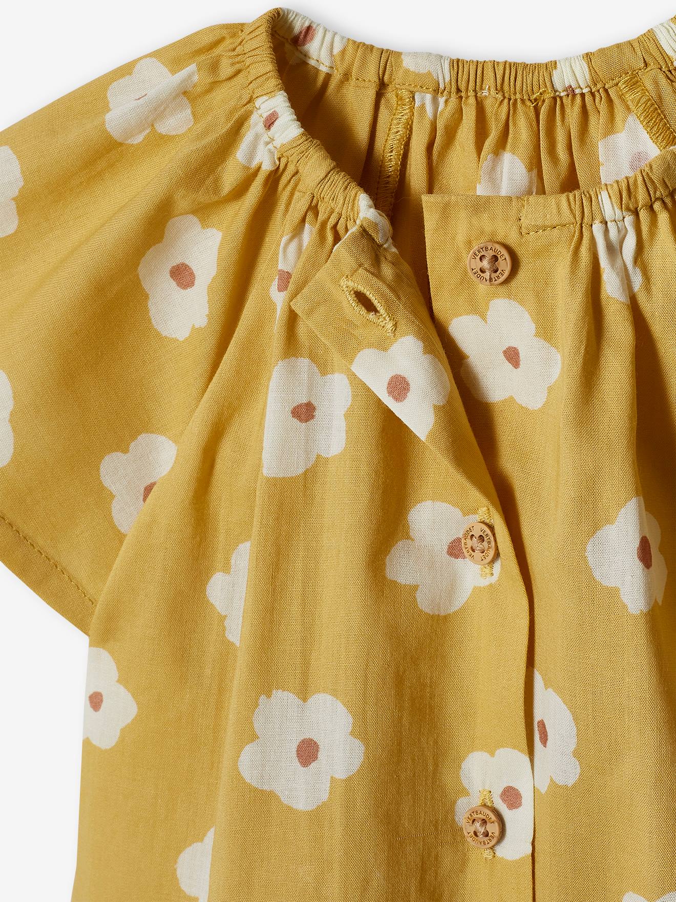 Vertbaudet Baby Bluse mit Schmetterlingsärmeln - hellgelb
