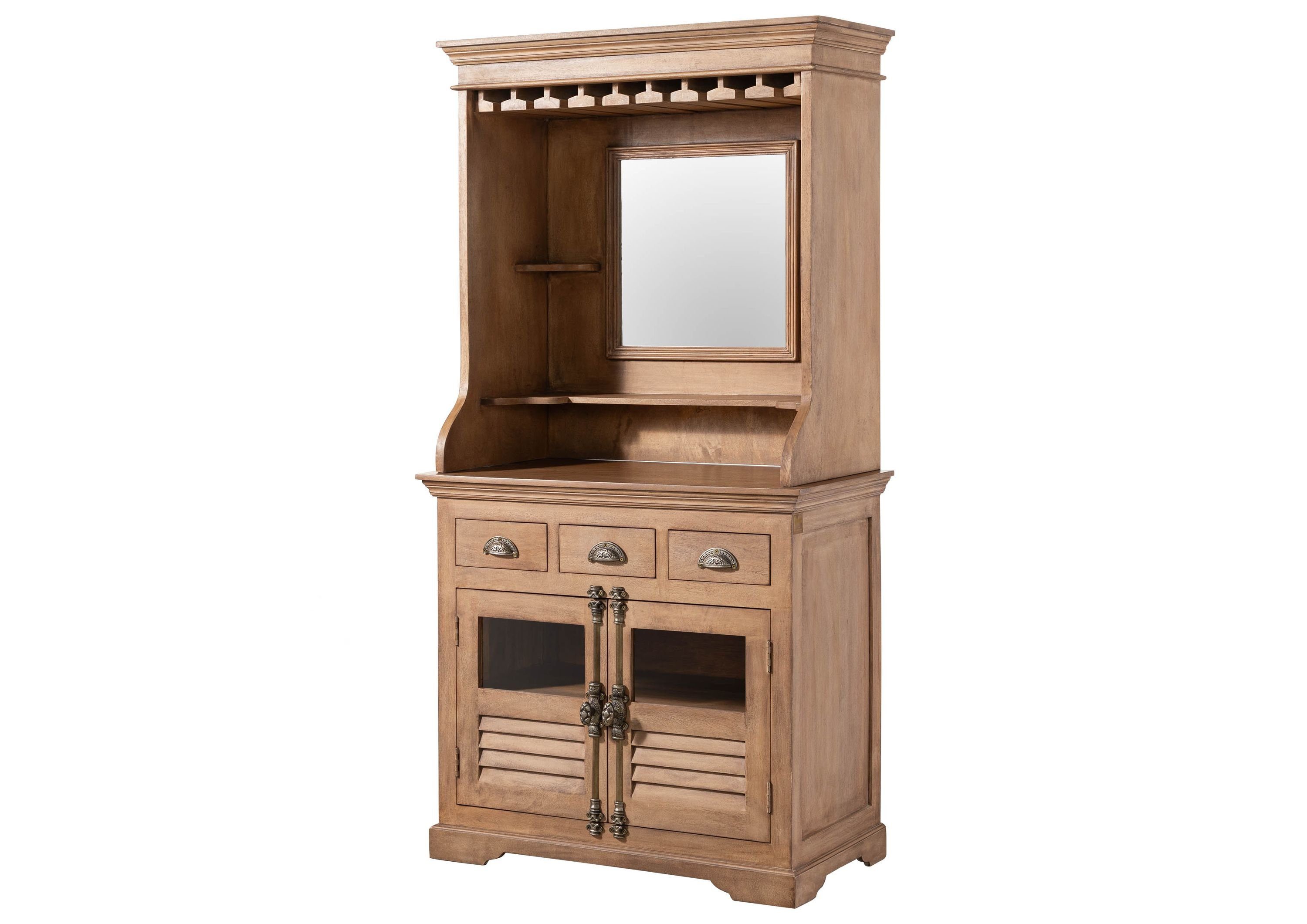 Massivmoebel24 Barschrank Mango 98x51x190 beige geölt TOULOUSE #05