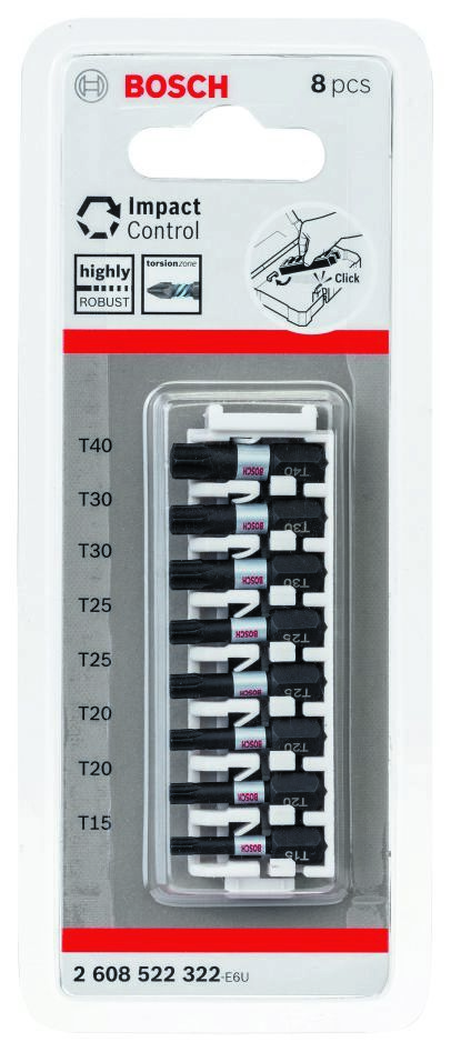 Zestaw bitów do wkrętarek udarowych Bosch Blue Accessories 2608522322 Torx 8 szt.