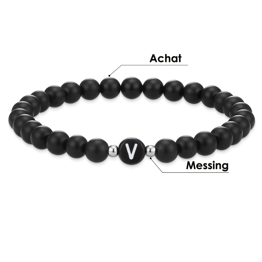 EASTSIDE Bracelet en pierres précieuses Lettres Agate en Noir Bracelet