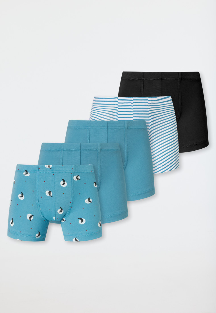Shorts 5er-Pack Organic Cotton Softbund Streifen und Monde - 95/5