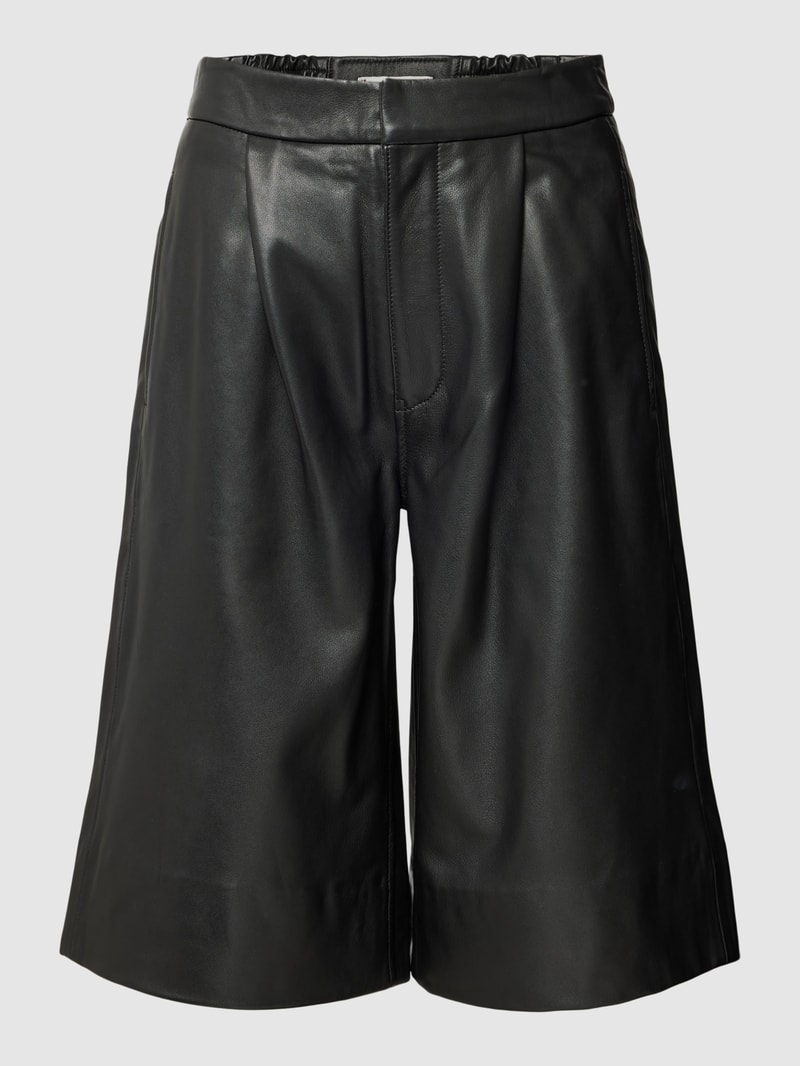 Bermudas in Leder-Optik in schwarz