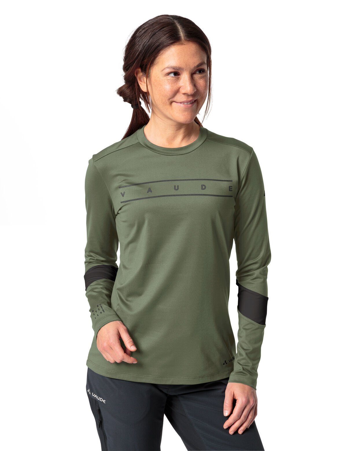 VAUDE Rundhalspullover Women's Qimsa LS Logo Shirt (1-tlg) Green Shape
