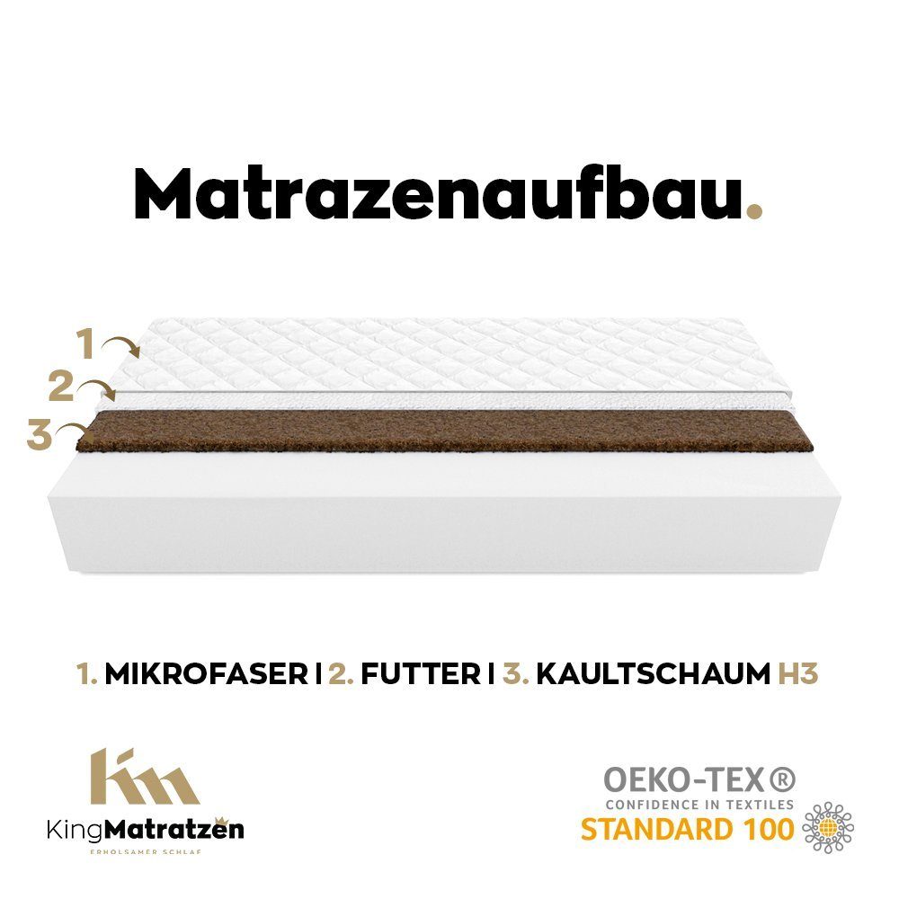Kaltschaummatratze Matratzen rollmatratze 7 Zonen H3 KingZONEN 180 x 200 x 16 cm, KingMatratzen, 16 cm hoch