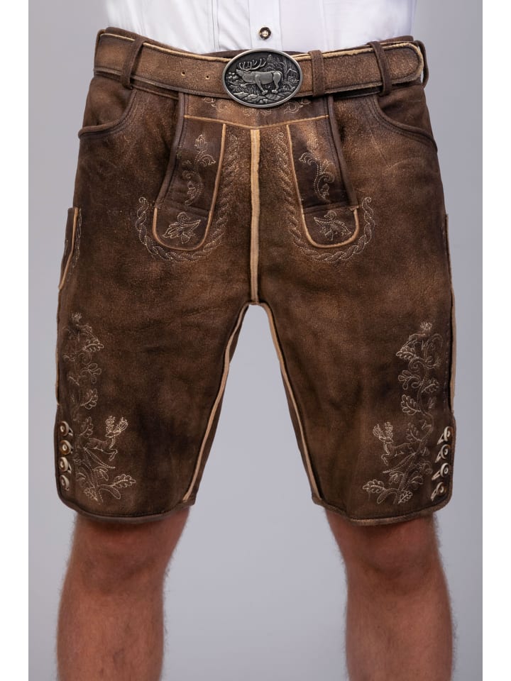 Edelnice Kurze Hirschlederhose Franz sämisch in dunkelbraun günstig kaufen