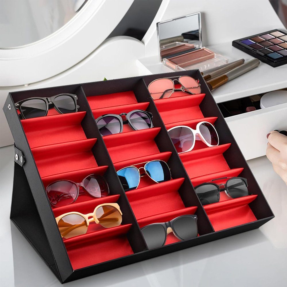 Tian Dee Brillenetui Aufbewahrungsbox für Brillen und Schmuck, Etui für 18 Brillen