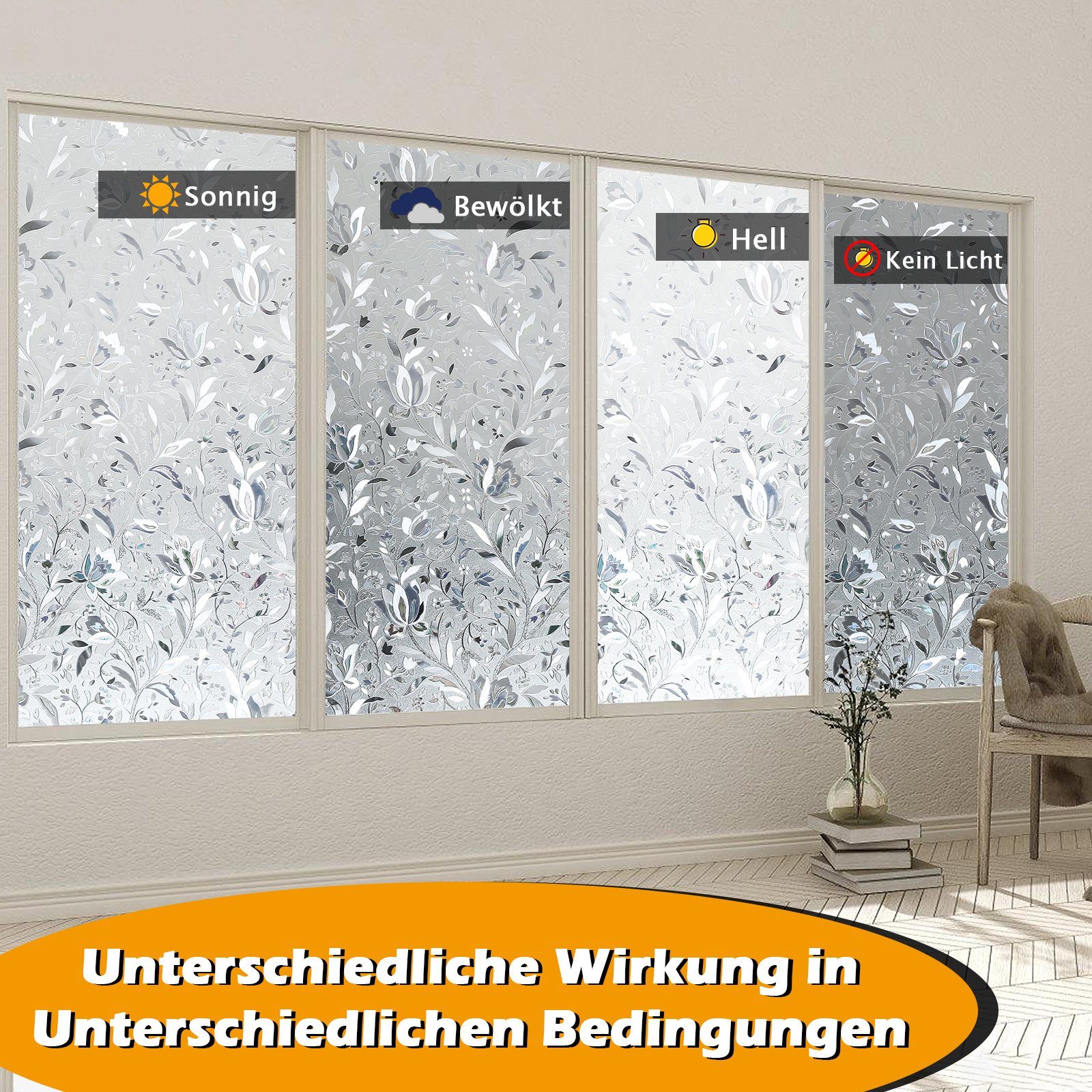 Fensterfolie Fensterfolie Milchglasfolie Sichtschutzfolie Fenster Selbstklebend, Gimisgu