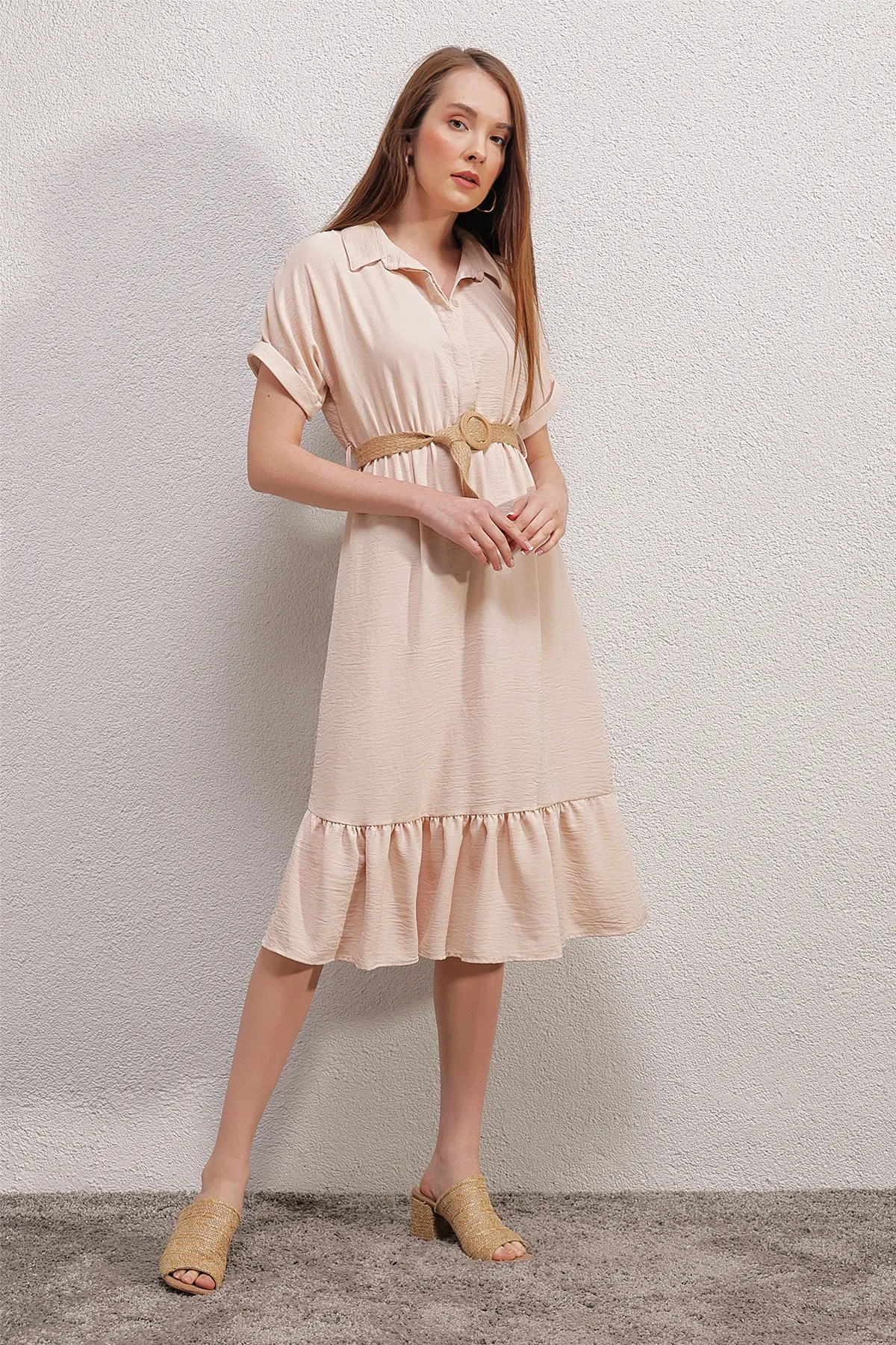 Bigdart  2292 Kleid mit Gürtel – Creme