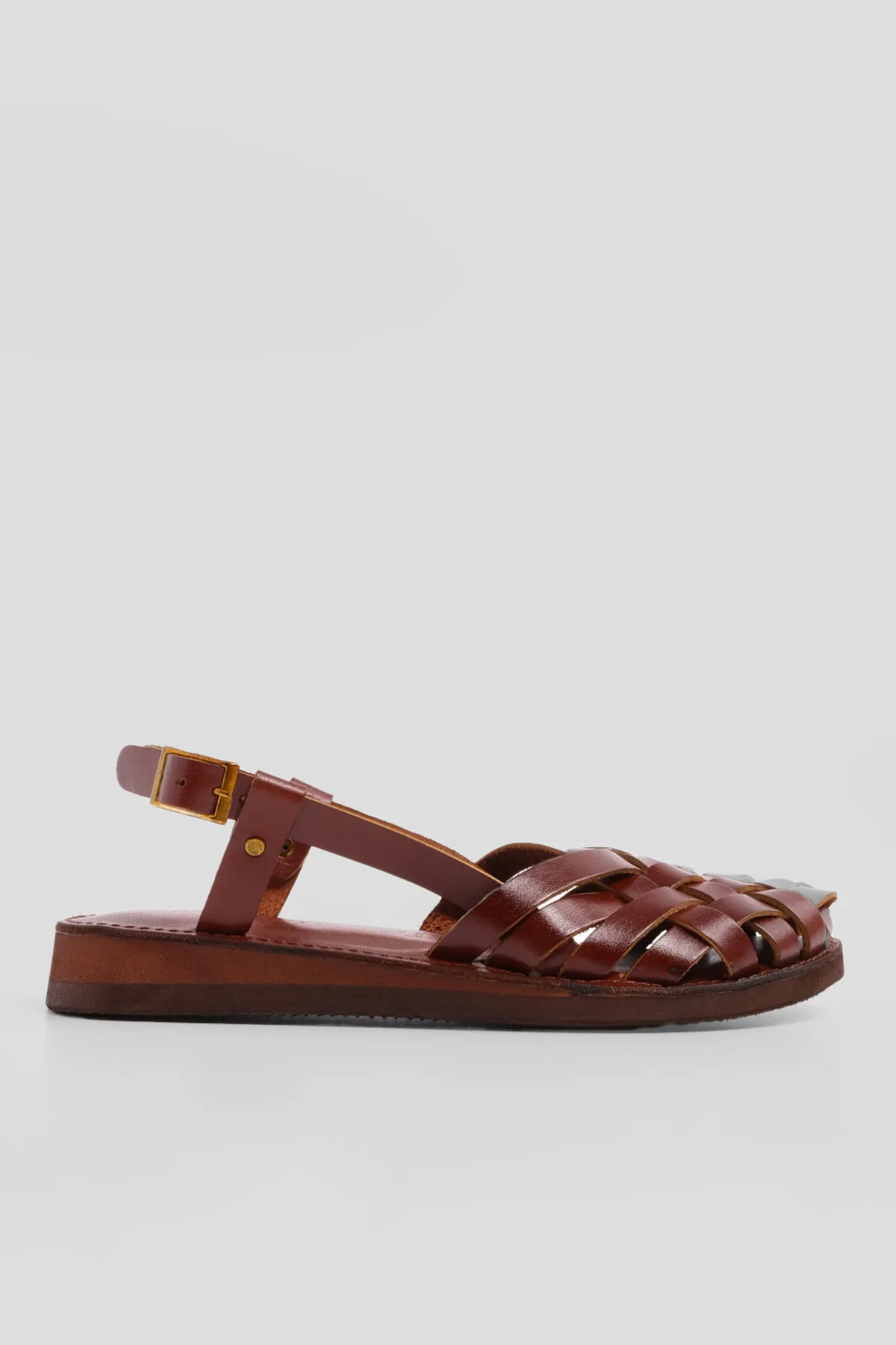 Marjin  Damen Sandalen aus echtem Leder mit Eva-Sohle Nifat Braun