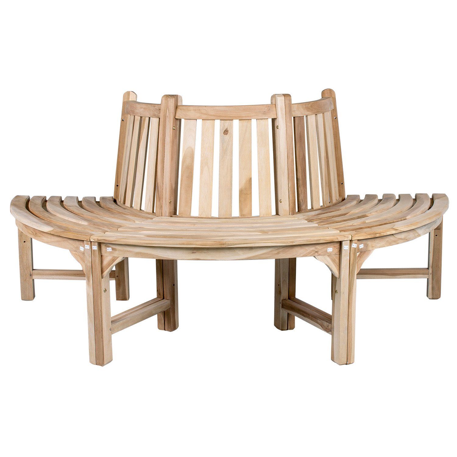 Home Feeling Baumbank Halbkreis aus Teakholz ca. 180cm breit, Massivholz, hergestellt aus Plantagenteakholz