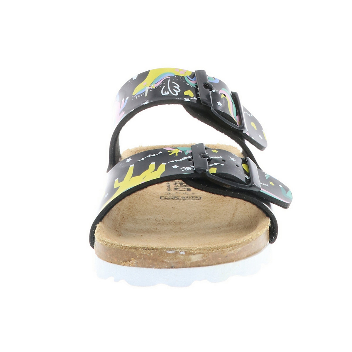 Kinder Mädchen Damen Pantoletten Hausschuhe Slipper Schlappen Einhorn schwarz/mehrfarbig