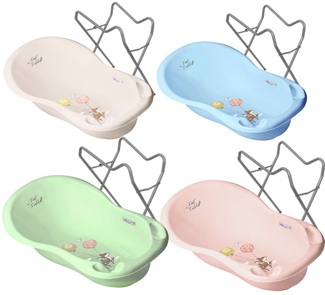Tega-Baby Babybadewanne 1A Set FOREST + Ständer Grau - Babybadeset Wanne Pflege Baden, (Made in Europe Spar Set), ** Babybadewanne + Ständer **