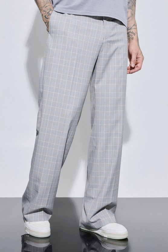 Tall karierte Hose mit weitem Bein