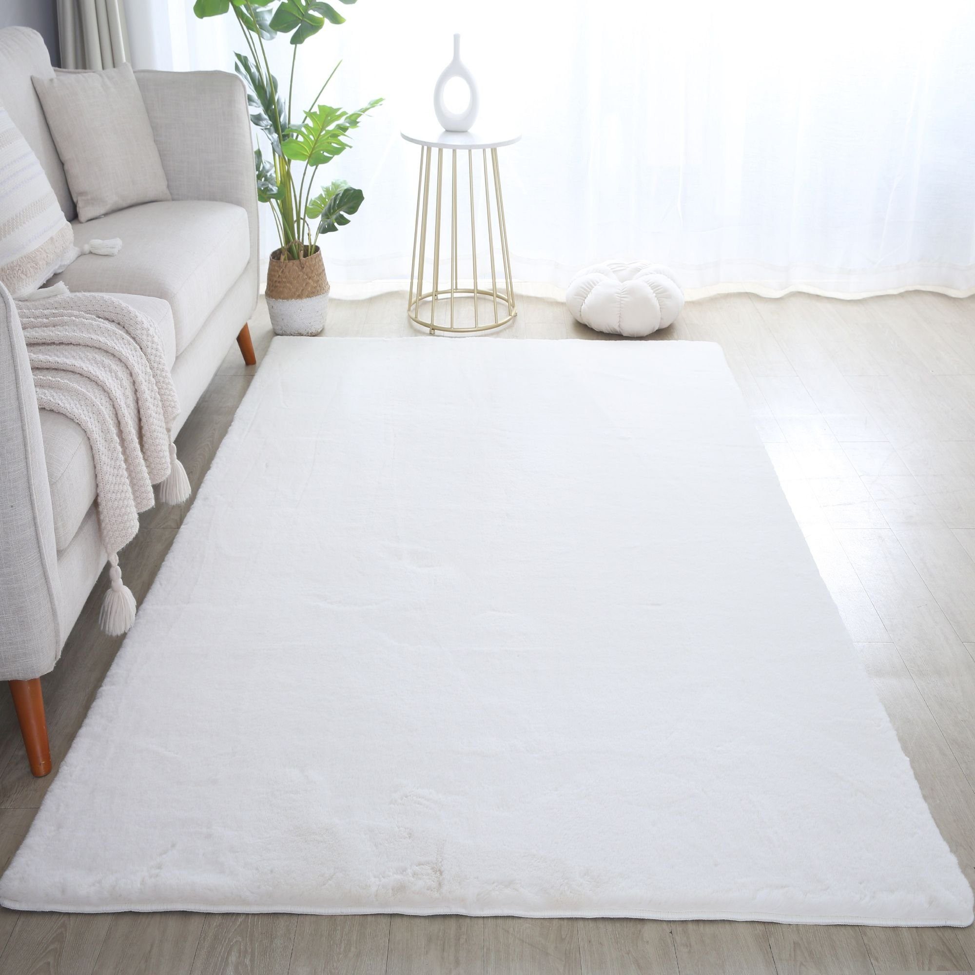 Fellteppich Unicolor - Einfarbig, Carpetsale24, Läufer, Höhe: 20 mm, Teppich Wohnzimmer Einfarbig Shaggy Modern Flauschiger Felloptik Weich