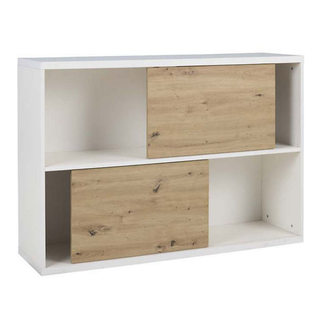 Bücherregal Regal Kora 133x37x91,5cm weiß Artisan Eiche