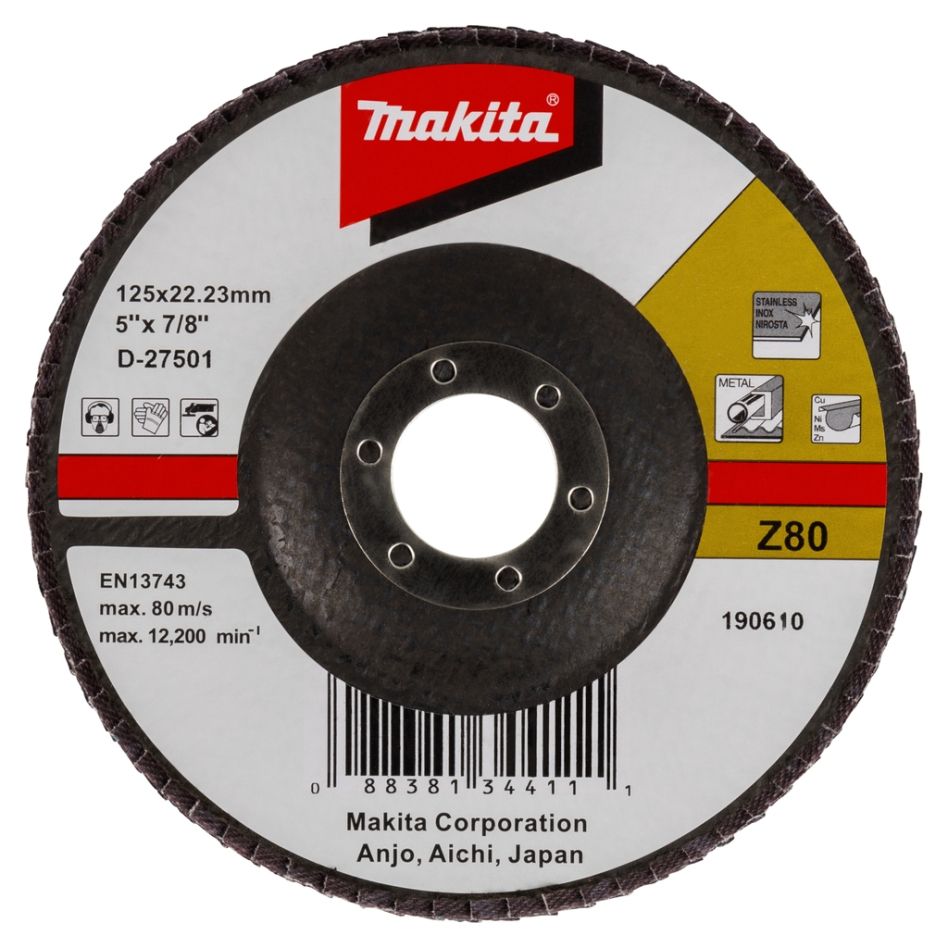 Accessoires Makita D-27501 Disque de ponceuse à lamelles Makita 125x22 K80