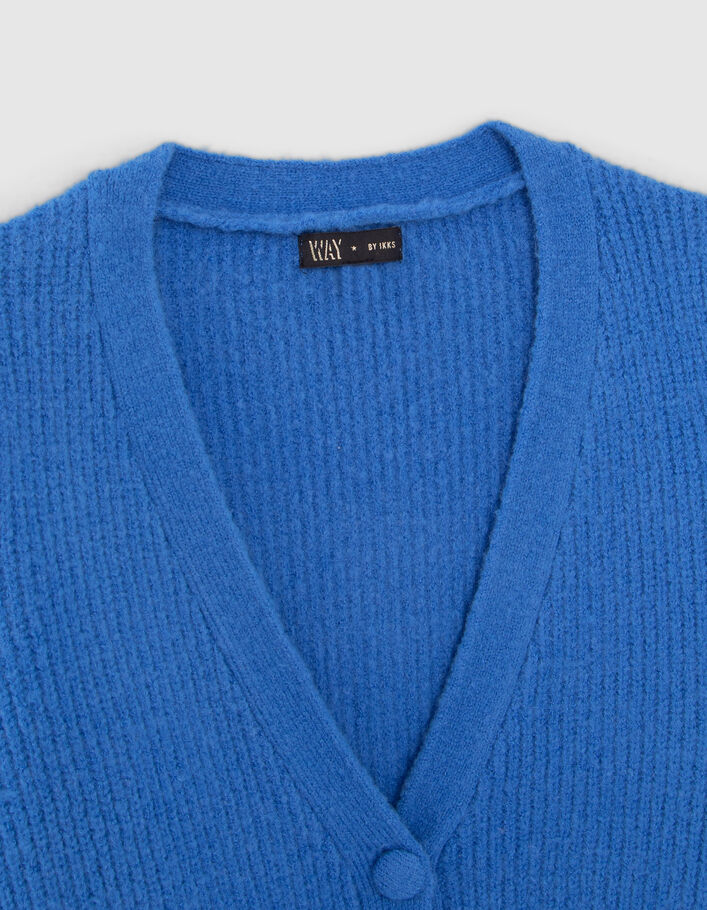 Cardigan bleu cropped en tricot fille