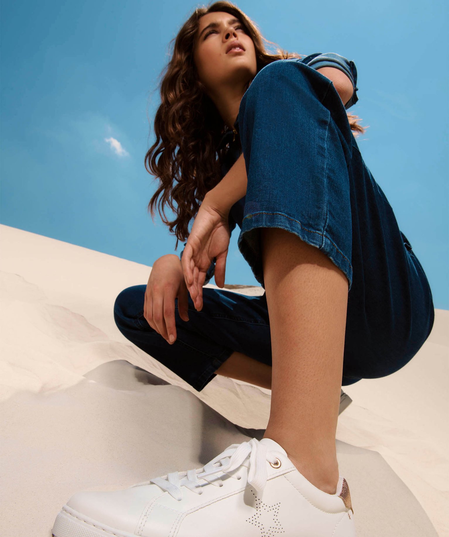 Baskets femme unies à lacets et zip motif croco blanc | GEMO