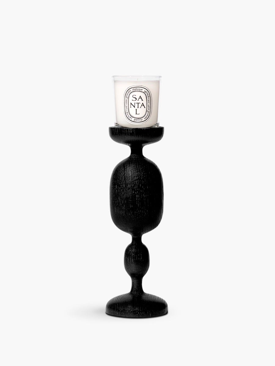 Bougeoir Balustre Noir - Pour bougie petit modèle