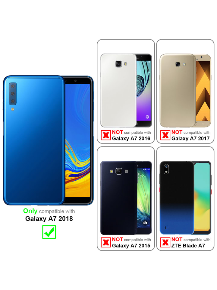 cadorabo Hülle für Samsung Galaxy A7 2018 Blumen Design in FLORAL BLAU günstig kaufen onesize