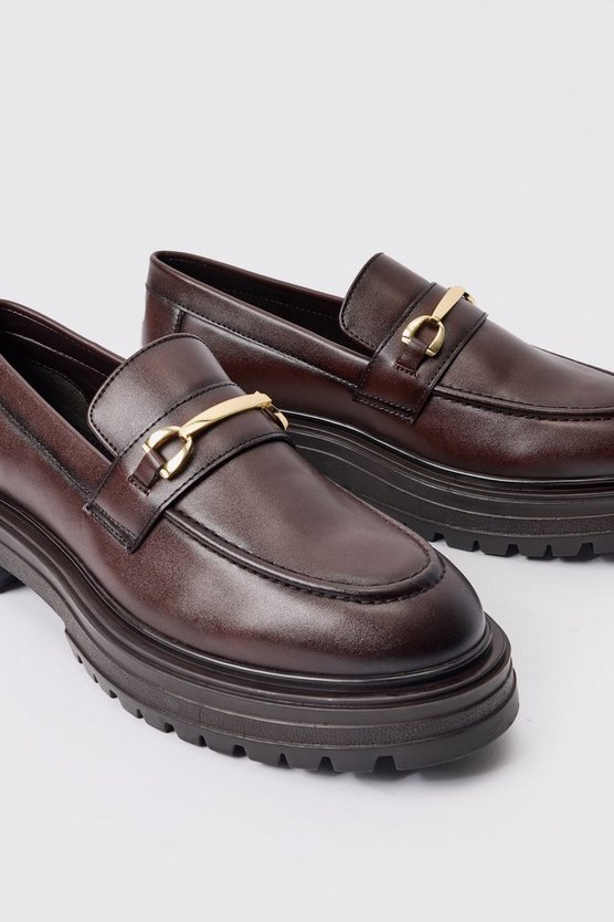 Klobige PU-Loafer mit Metall-Detail