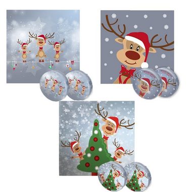 Bada Bing Handtücher Magisches Handtuch Rentier Rudolph Zaubertuch ca. 30x30cm Weihnachten, Baumwolle (6-St), Waschlappen mit Lasche zum Aufhängen