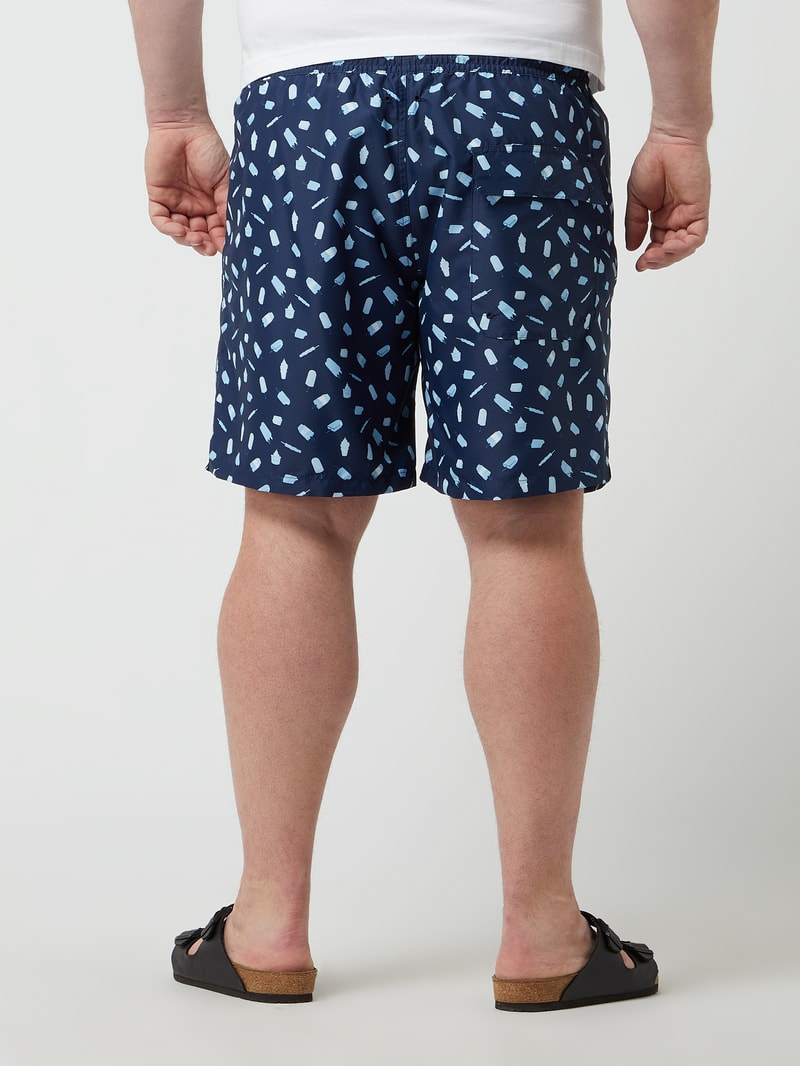 PLUS SIZE Badehose mit Allover-Muster in dunkelblau