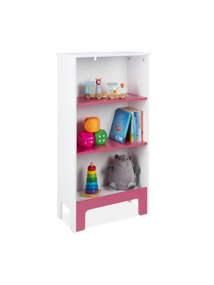 relaxdays Kinderregal in Weiß/ Rosa - (B)48 x (H)91 x (T)24 cm günstig kaufen onesize