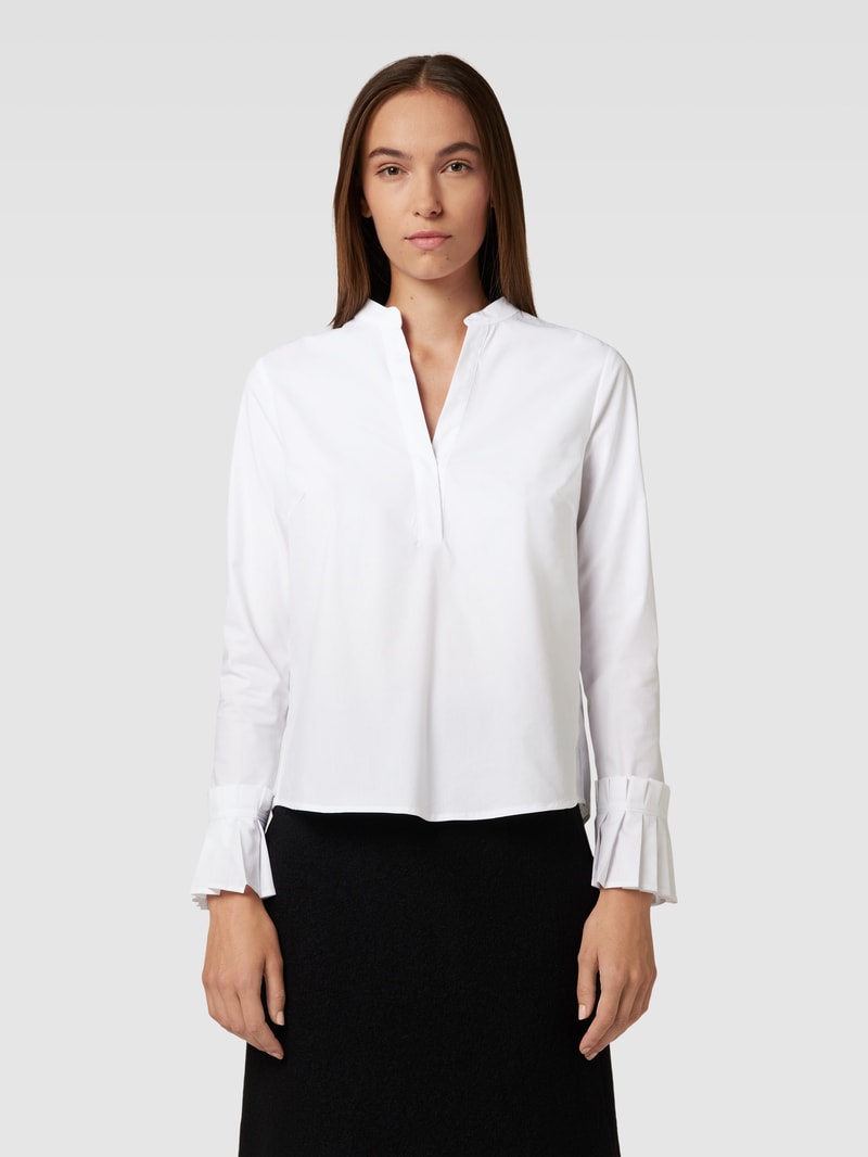Bluse mit Tunikakragen in weiß