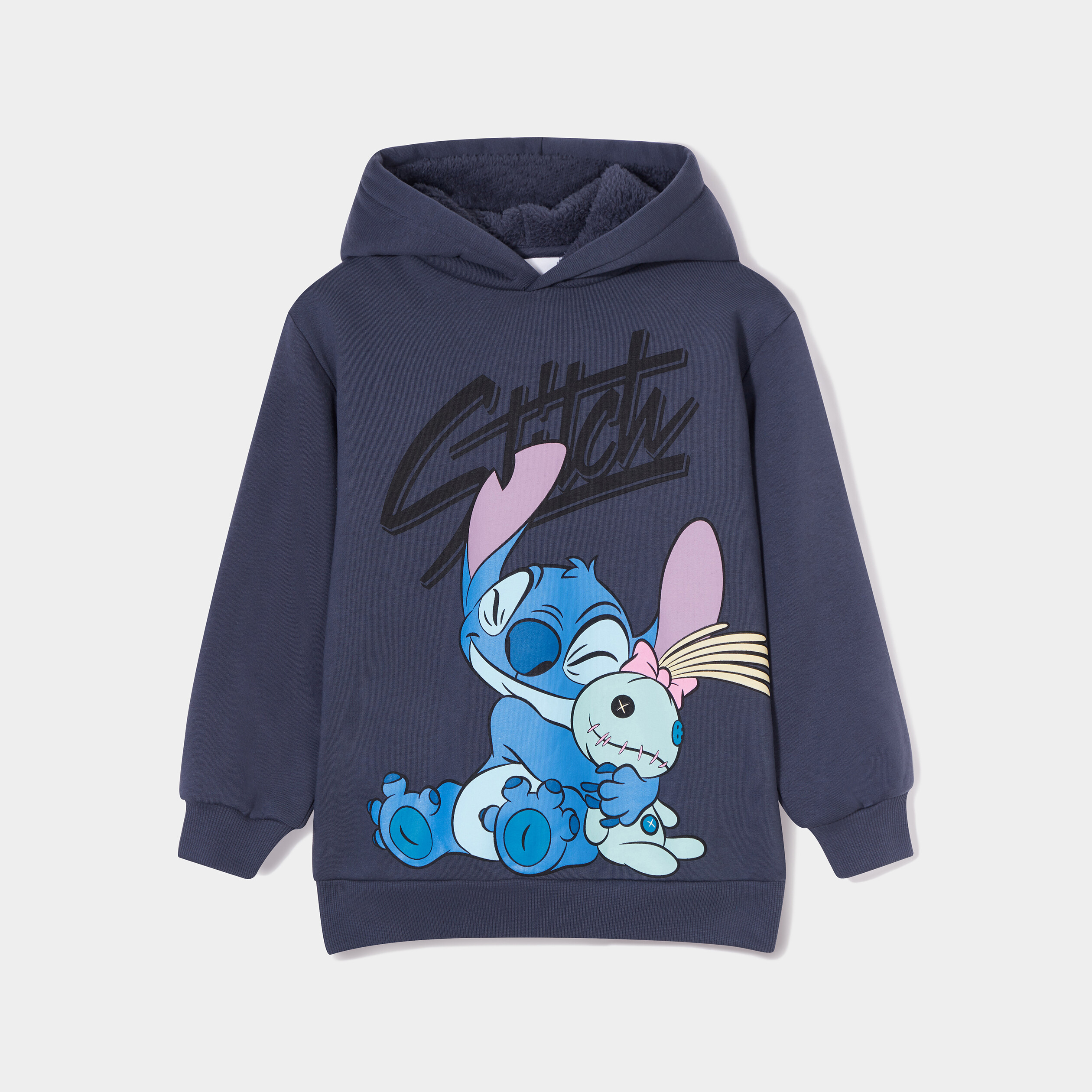 Sweat à capuche hoodie oversize Stitch gris foncé fille | La Halle