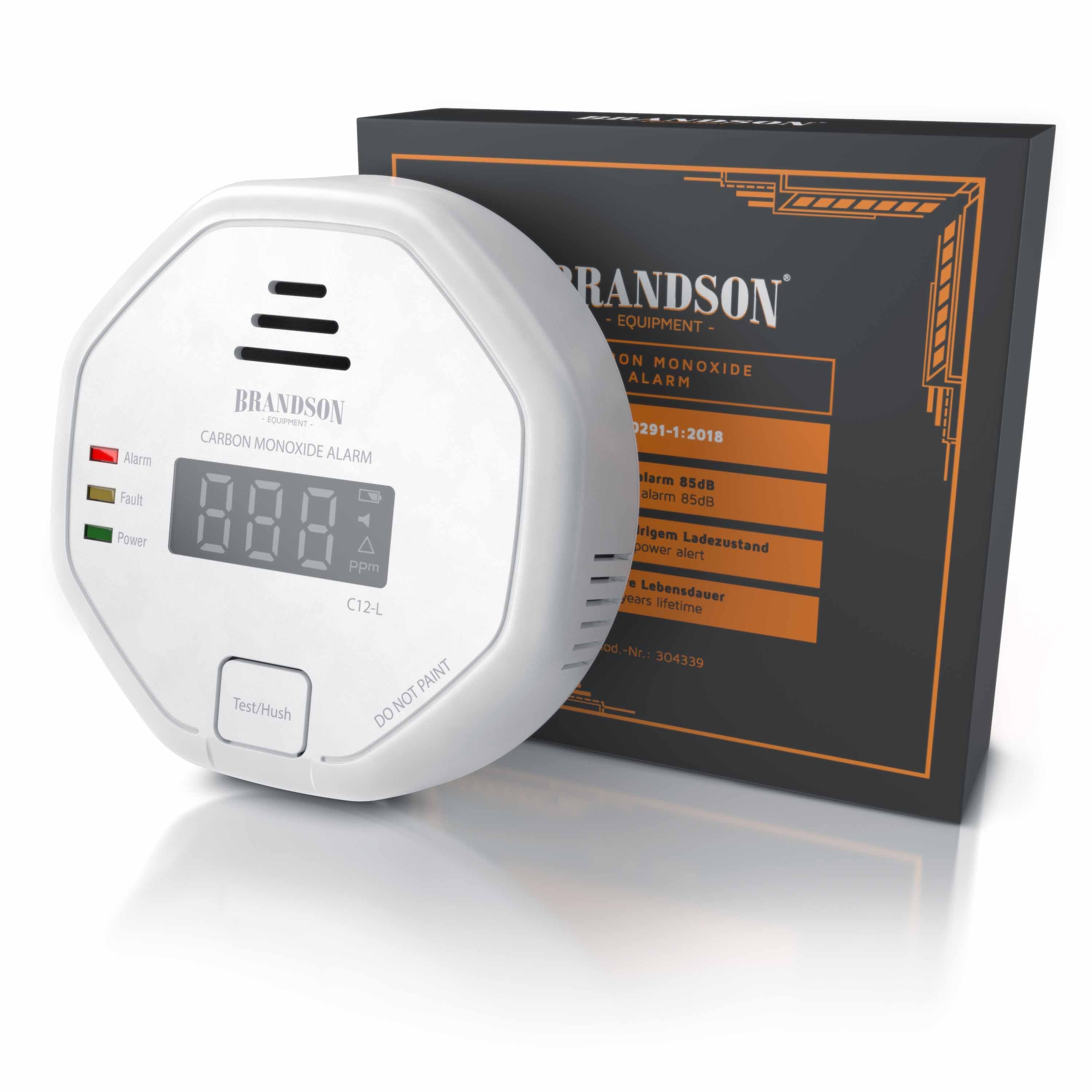 Brandson CO-Melder (Kohlenmonoxid Melder mit LCD Display, CO Alarm, 7-10 Jahre Batterie)