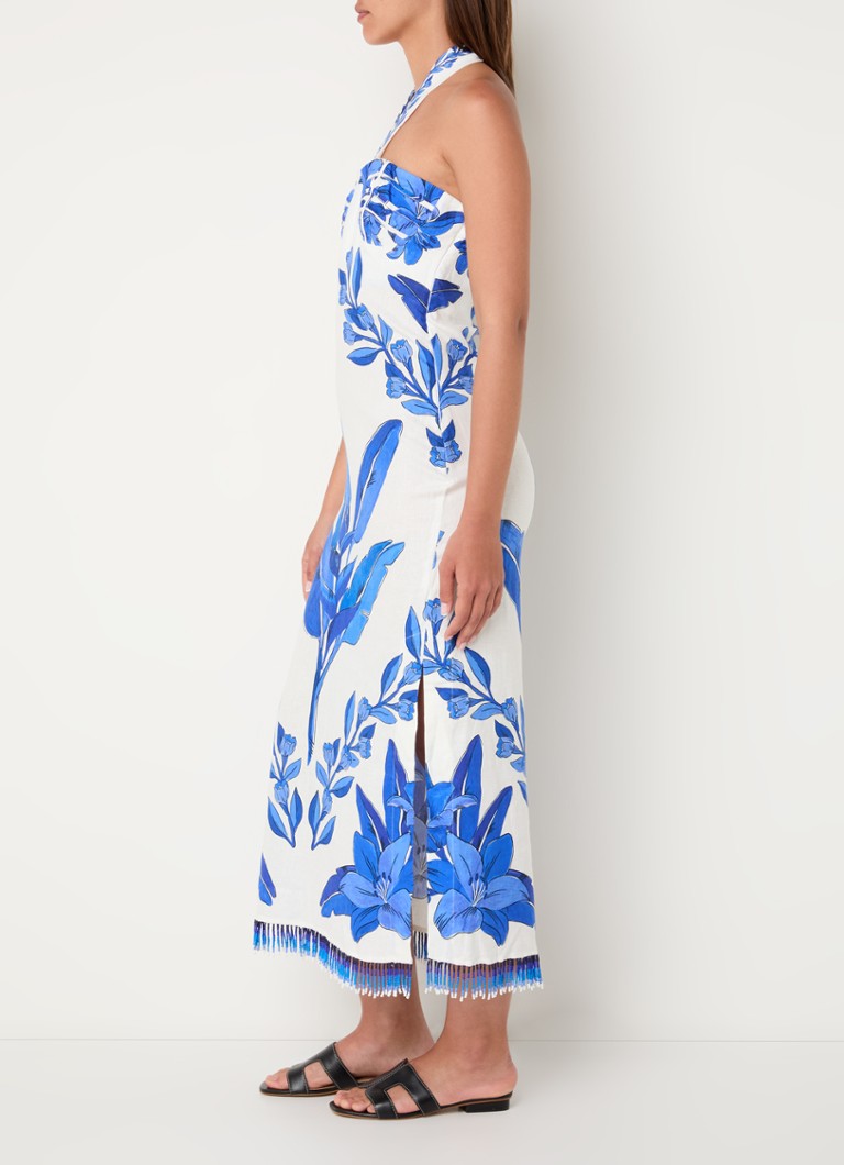 Vestido midi de lino con estampado floral de Farm Rio y espalda descubierta
