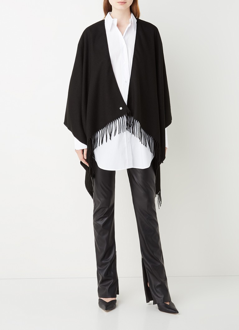 Fraas Fine-knit poncho with fringes