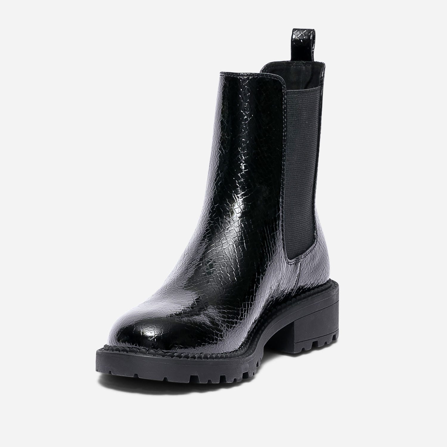 Chelsea boots TEXTO noir verni embossé effet python