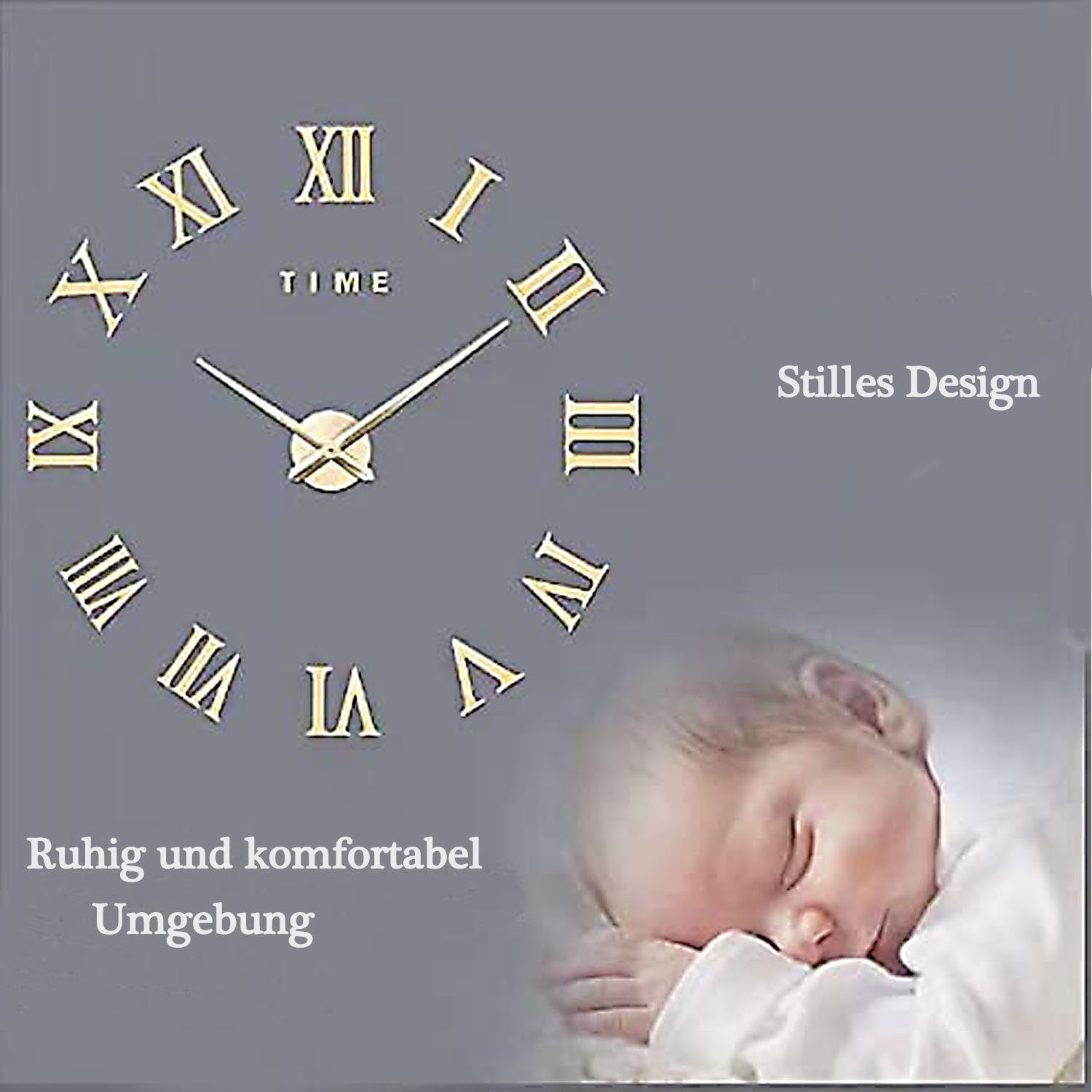zggzerg Wanduhr 3D Rahmenlos Römische Wanduhren, Moderne DIY, Dekoration Geschenk