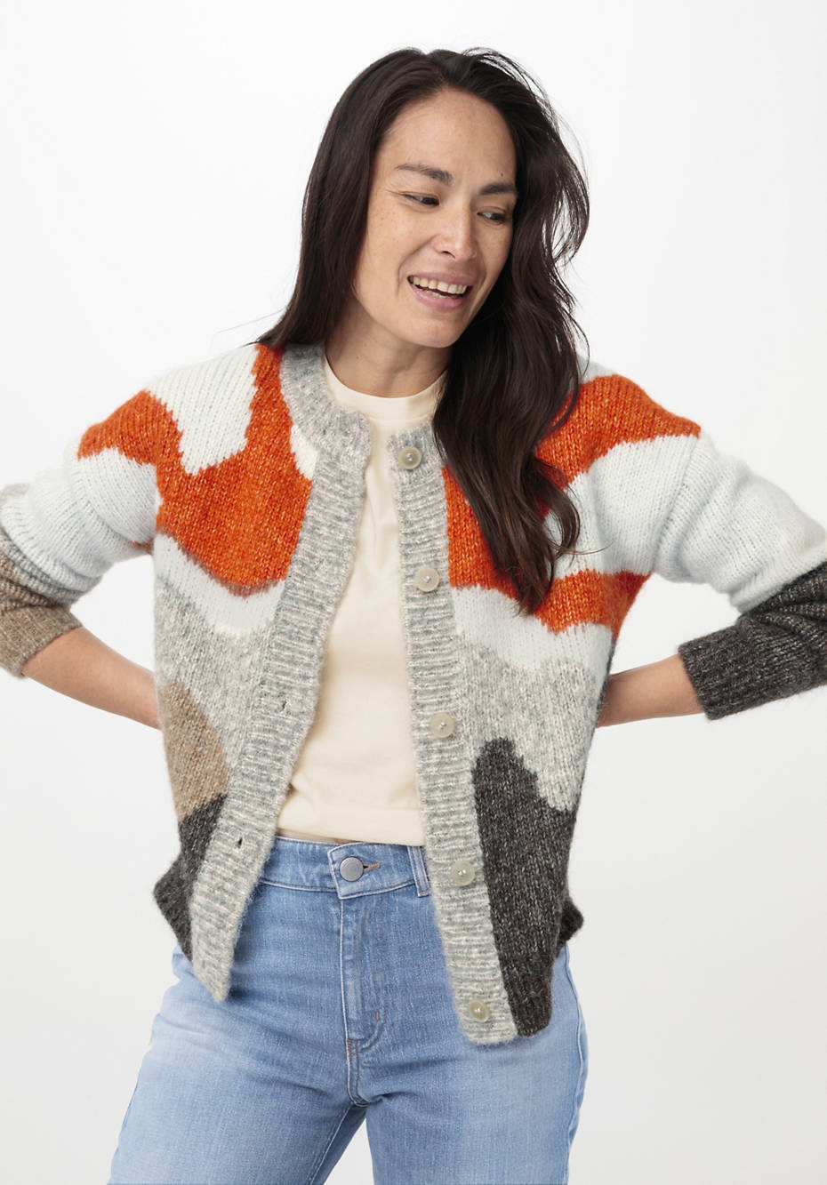 Strickjacke aus Alpaka mit Bio-Baumwolle