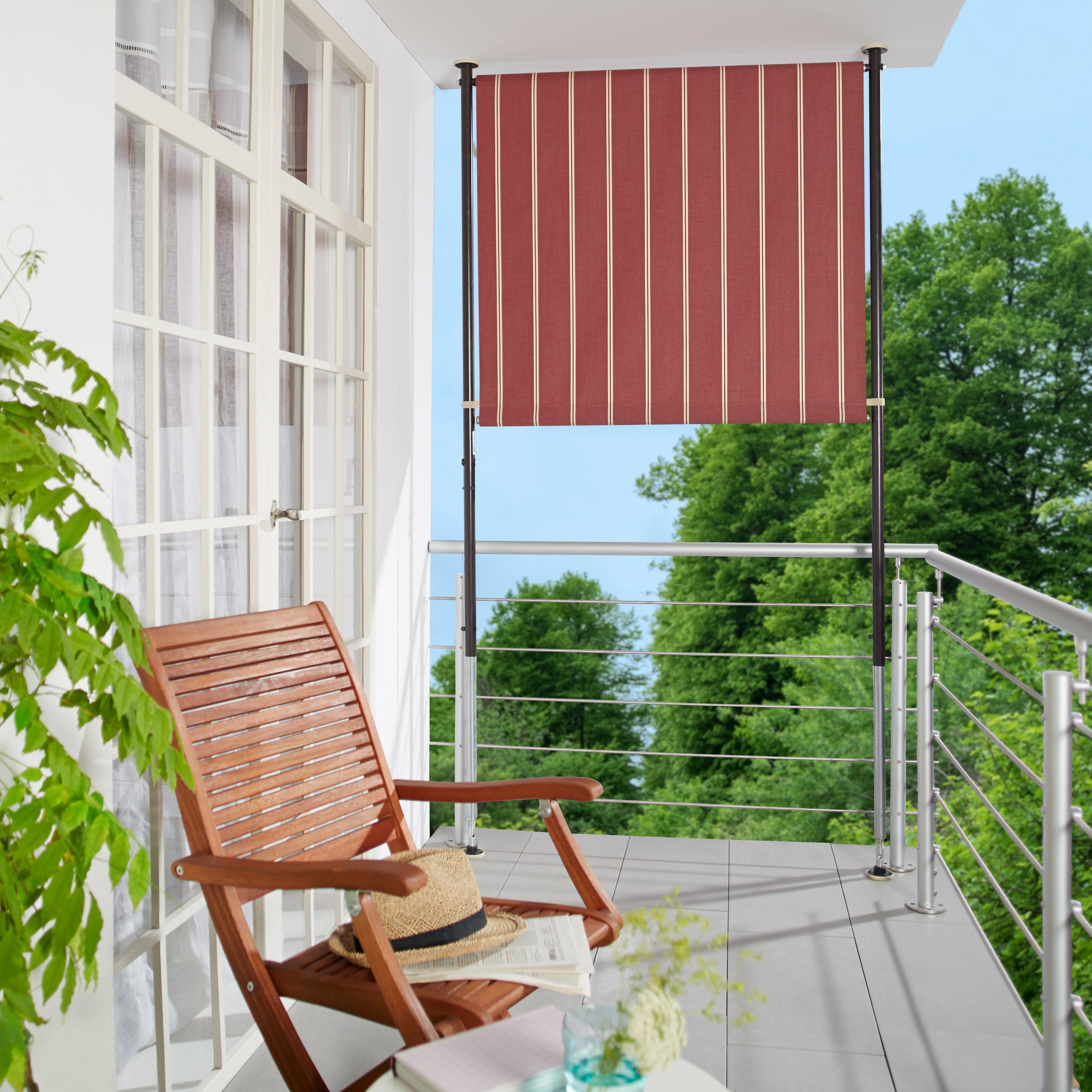 Angerer Freizeitmöbel Klemm-Senkrechtmarkise weinrot/weiß, BxH: 120x225 cm