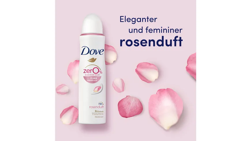 Dove Deodorant-Spray mit Zink-Komplex Rosenduft 0% Aluminiumsalze 150 ml