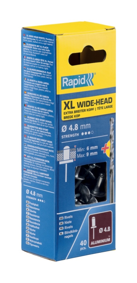 Rapid 5000664 XL aklosios kniedės 4,8 x 12 mm, 40 vnt.