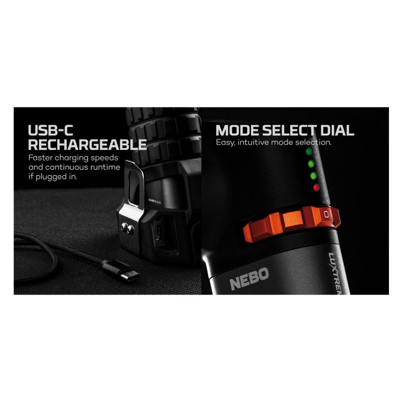 NEBO Luxtreme SL25R FLOOD + SPOTLIGHT Wiederaufladbare 400mt SPT-1004-G