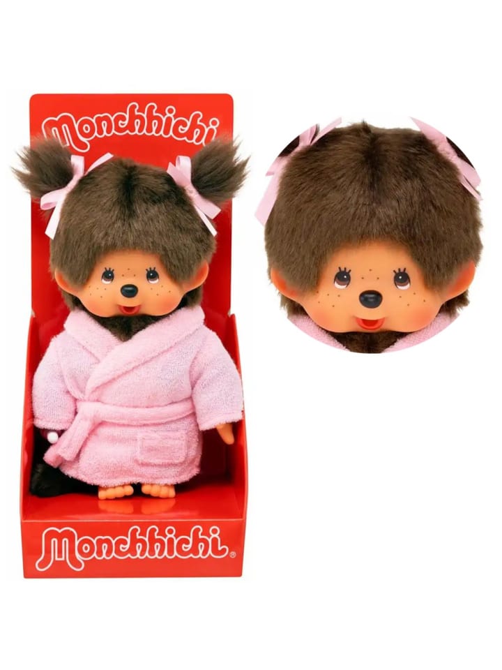 Monchhichi Mädchen im Bademantel mit Zöpfen | 20 cm Monchhichi Puppe | Fashion günstig kaufen onesize