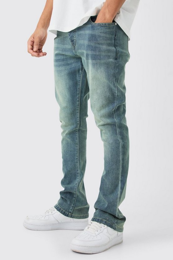 Skinny Stretch Schlagjeans in Antikem Blau