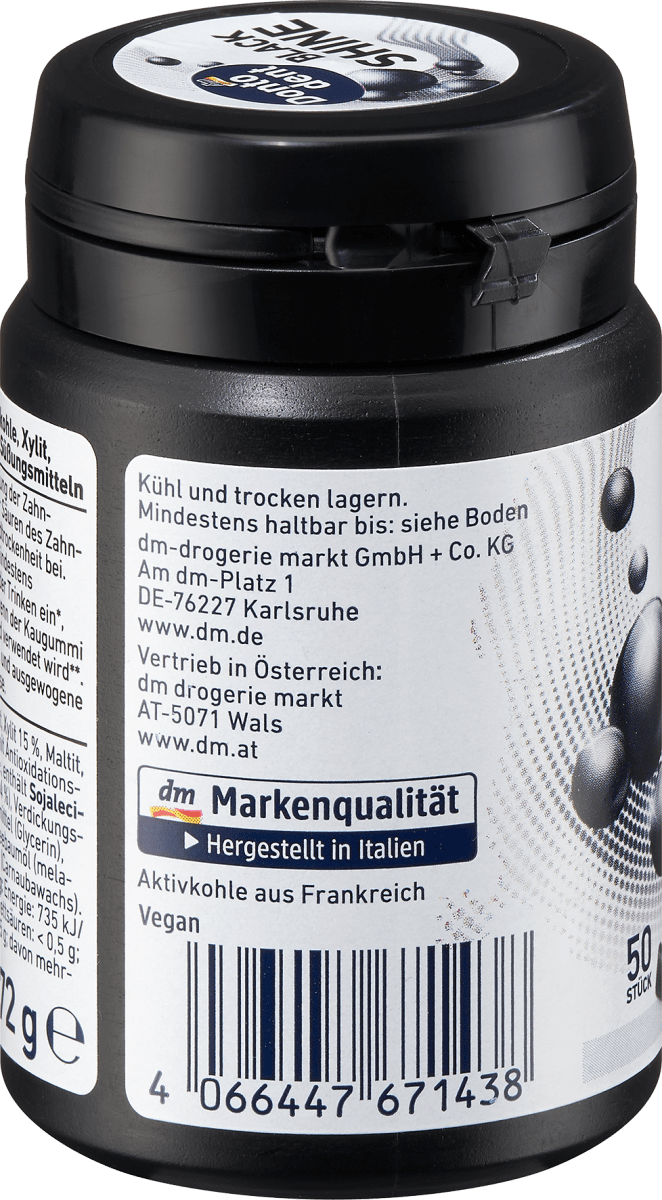 Kaugummi, Black Shine mit Aktivkohle, 57 g