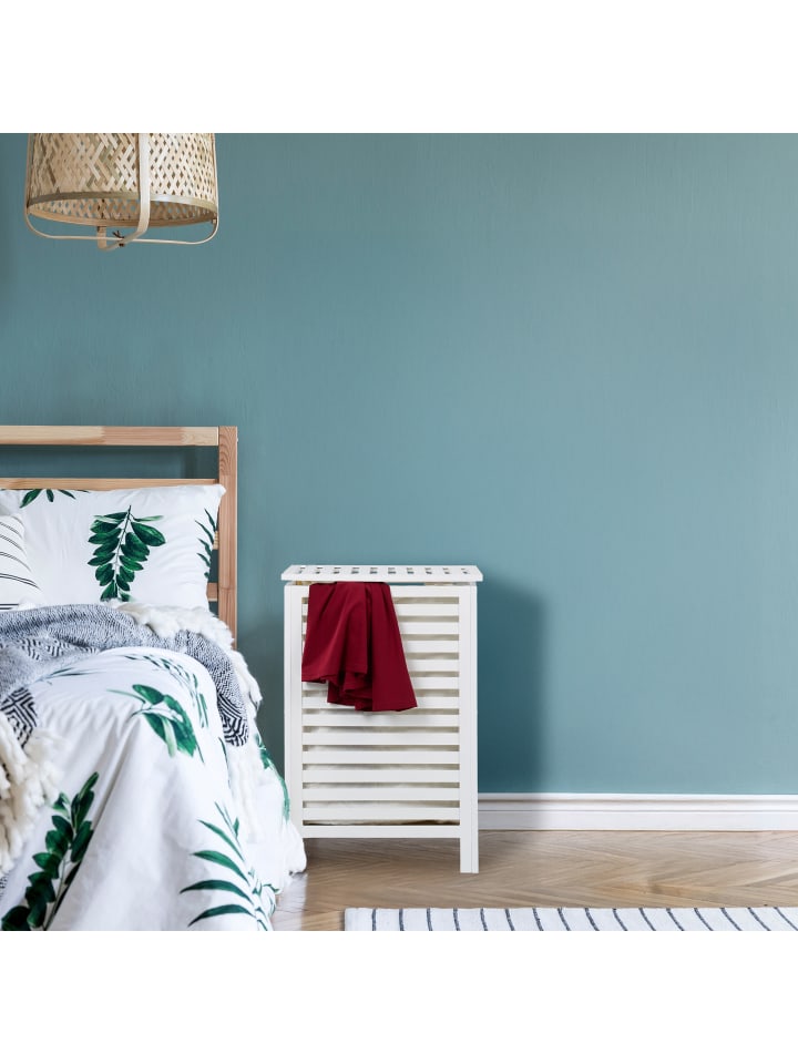 relaxdays Wäschetruhe in Weiß - (B)45 x (H)65,5 x (T)45 cm günstig kaufen onesize