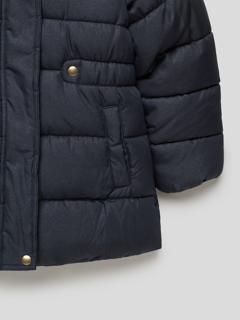 Steppjacke mit Kapuze Modell 'NMFMERETHE JACKET2 GLITTE' in marineblau
